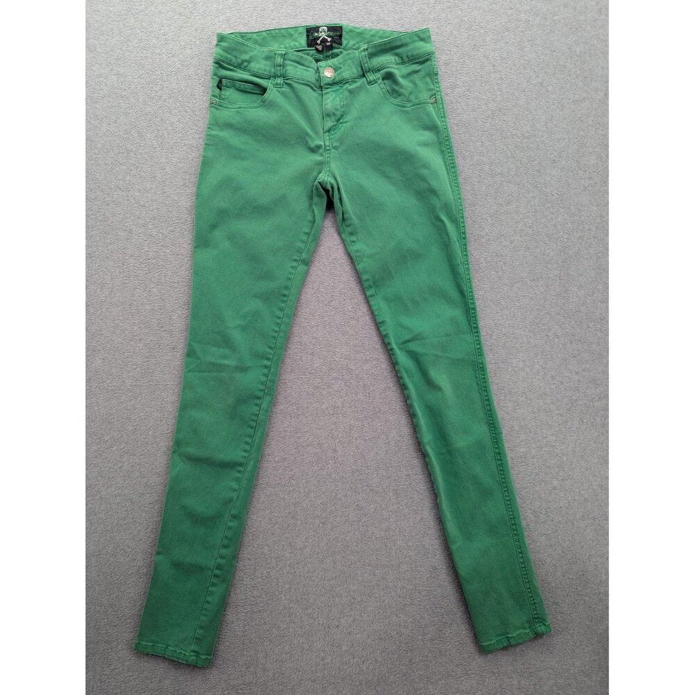 Royal Bones Jeans Womens 5R Green Skinny Stretch Pants Mid Rise Punk Goth Y2k